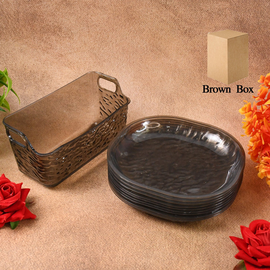 Plastic Household Plates Dinner Plates Dish Tray Skewer Bone Plate Set (10 Pcs Set)