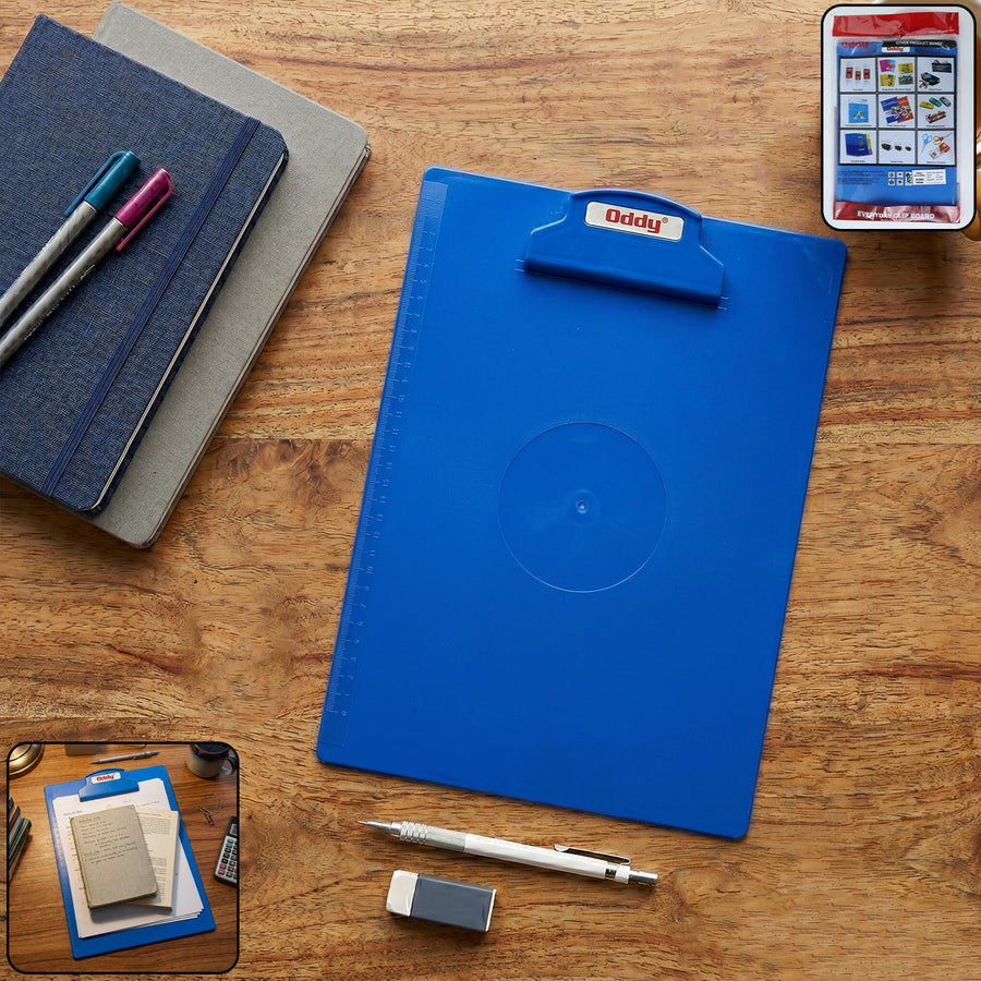 Oddy Plastic Clip Board 1 Pc Blue, A4 Size with Secure Grip