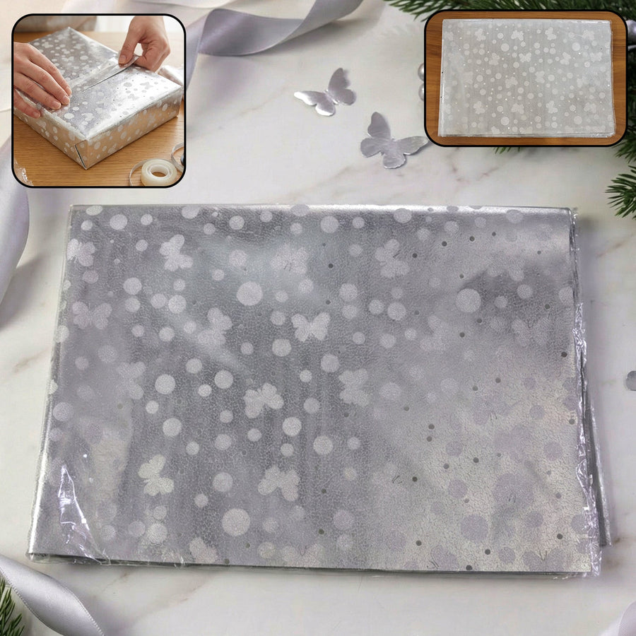 Decorative Silver Gift Wrapping Paper Sheets (1 pkt /  Approx 20 Pcs / Mix Color)