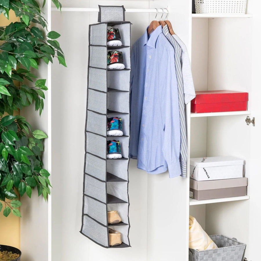 10-Tier Foldable Multipurpose Storage Rack – Collapsible Fabric Wardrobe Organizer