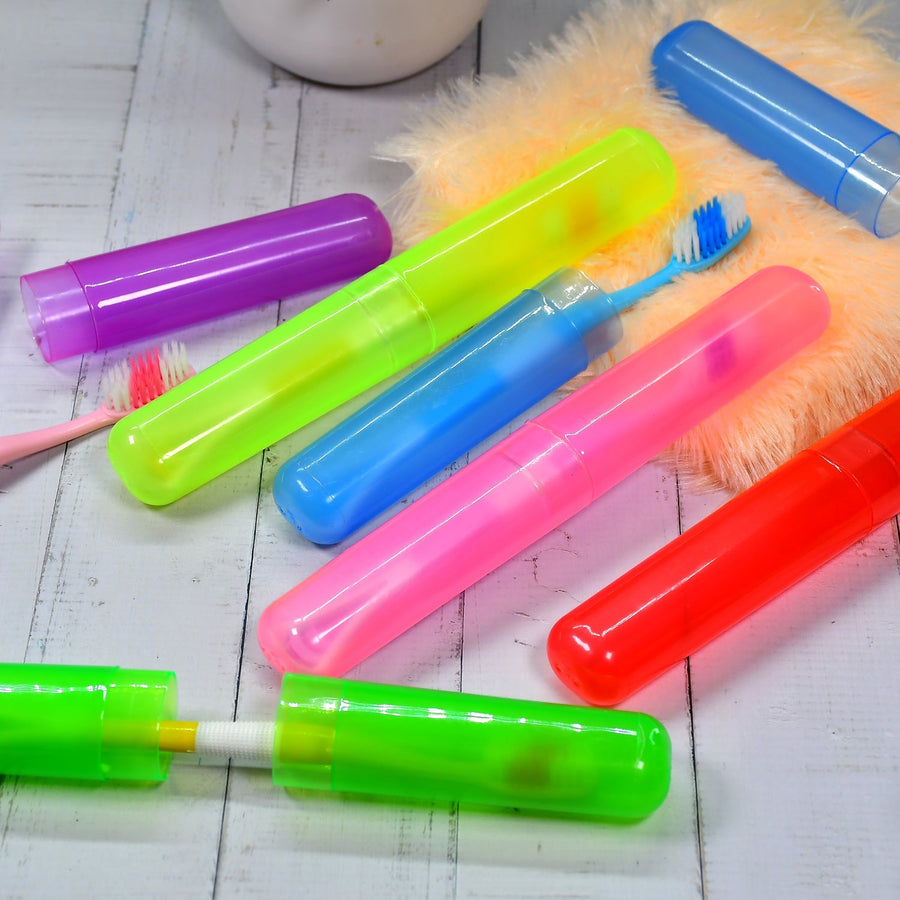 Plastic Toothbrush Covers - 6pc Anti-Bacterial Travel Protectors for Oral Care