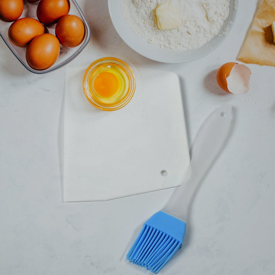 Silicone Spatula & Brush with Cake Scraper Set for Baking & Cooking (2 Pc Set)