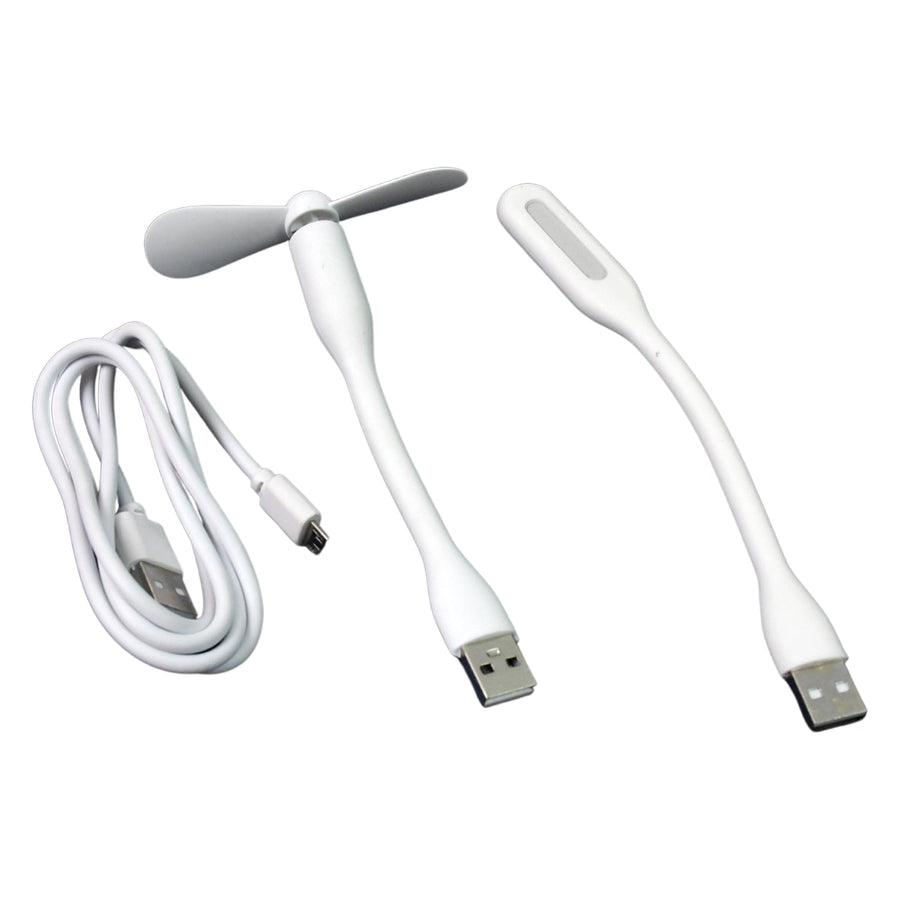 Portable Mini USB Fan, USB Light & Micro USB Cable (3 Pcs Set)