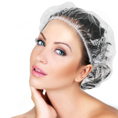 Large Disposable Waterproof Shower Caps – 12 Pack for Women, Travel & Salon