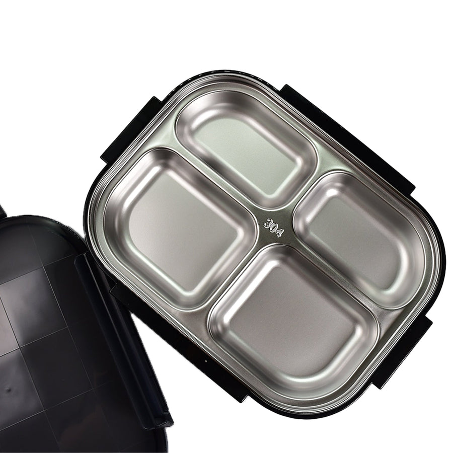 Black Transparent 4 Compartment Lunch Box