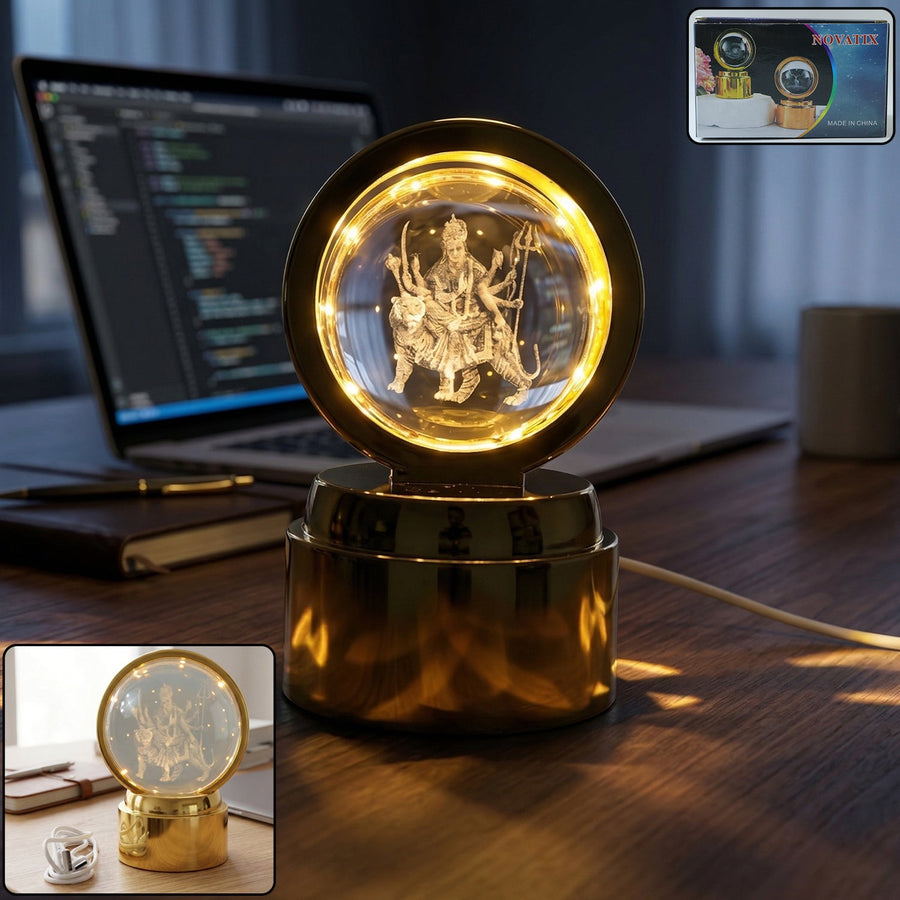 3D Crystal Ball LED Decorative Night Lamp with Goddess Design (1 Pc)