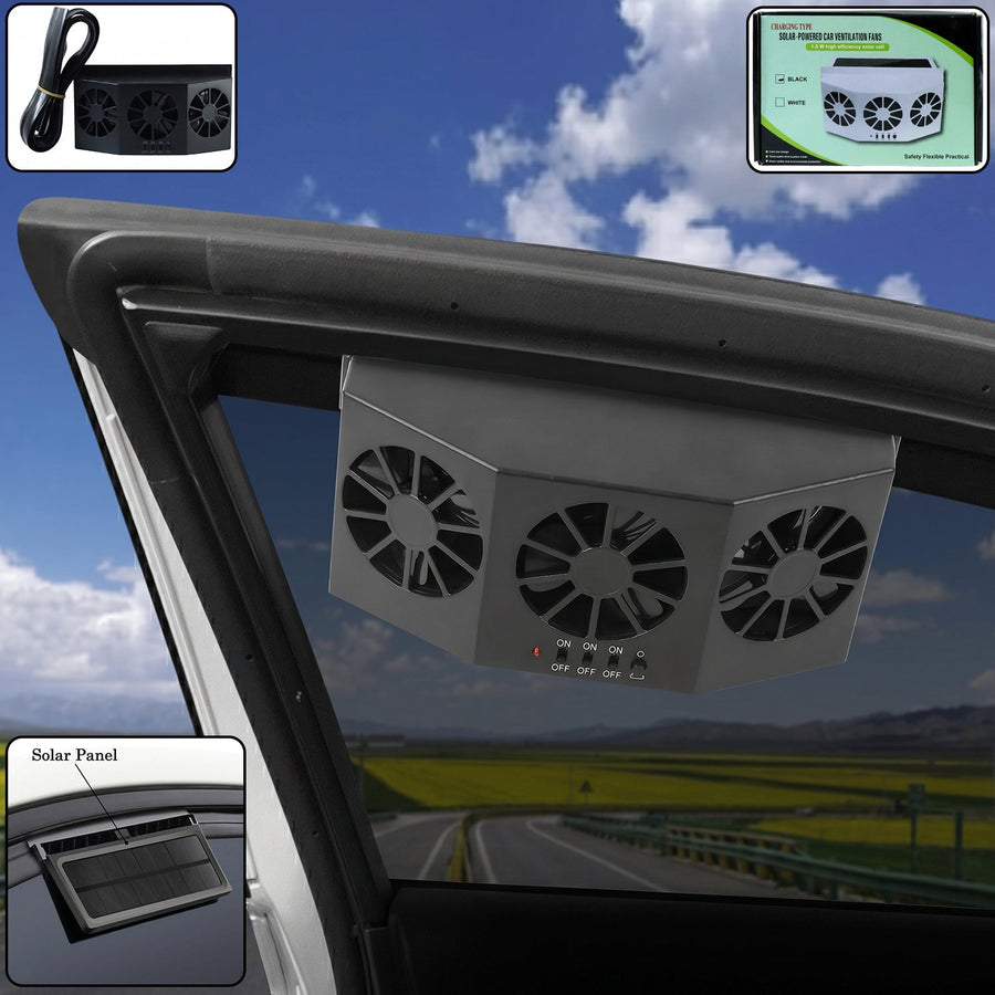 Solar Powered Car Window Ventilation Fan (1 Pc)