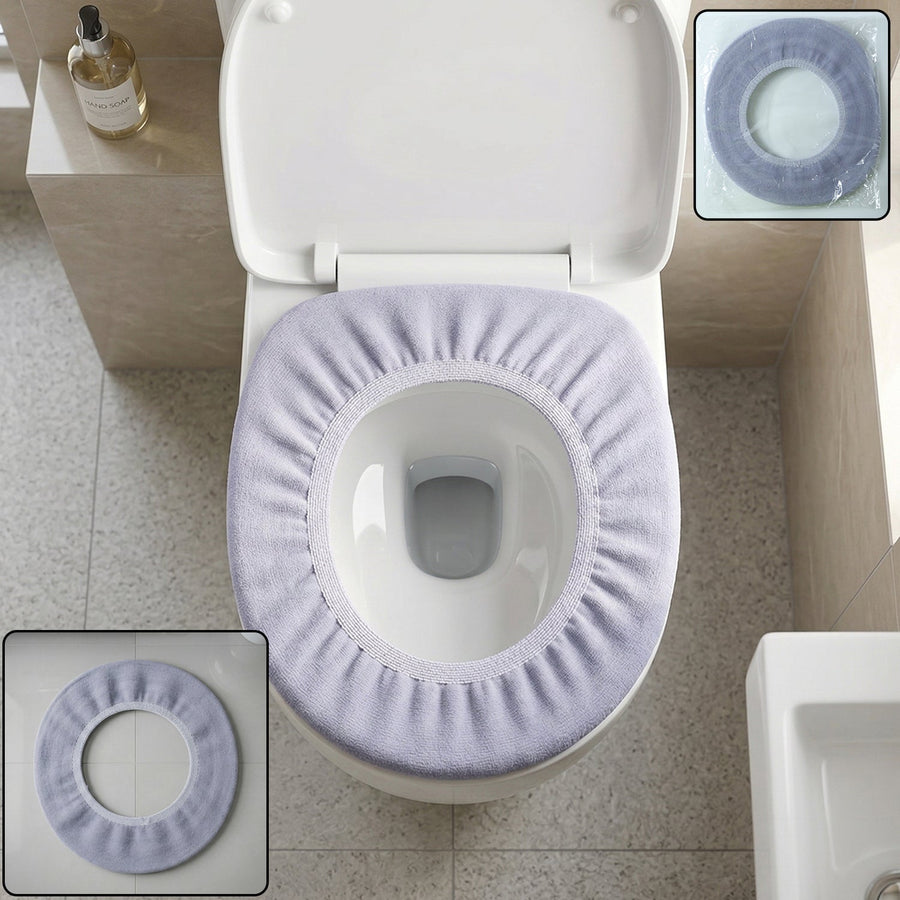 Soft Fabric Elastic Toilet Seat Cover (1 Pc, 29x29 Cm)